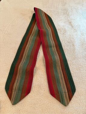 Multicolor Striped Knit Scarf - Green/Red/Yellow